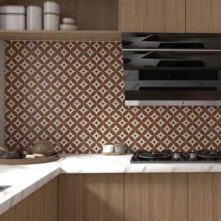 Pared Graficada Decorado Hydra 20x20cm 1m2 Orange