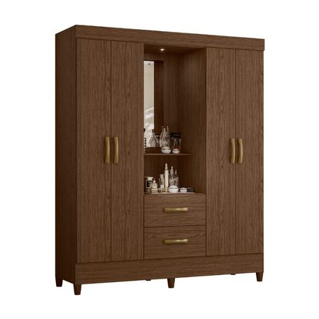 Ropero Mobi Tocador con luz 4 puertas 2 cajones Moka