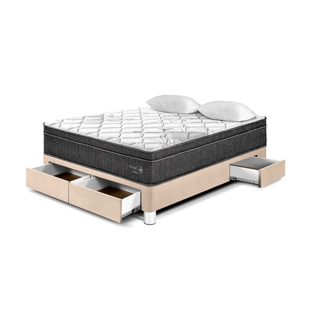 Cama Pocket Star Con Cajones 2 plazas Champagne Paraiso