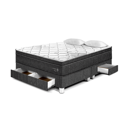 Cama Pocket Star Con Cajones Queen Charcoal Paraiso