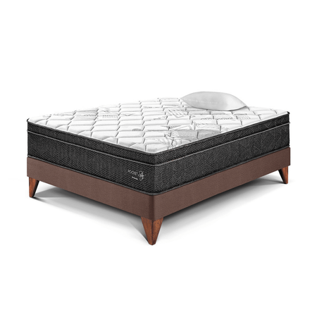 Cama Europea Pocket Star 1.5 plazas Chocolate Paraiso
