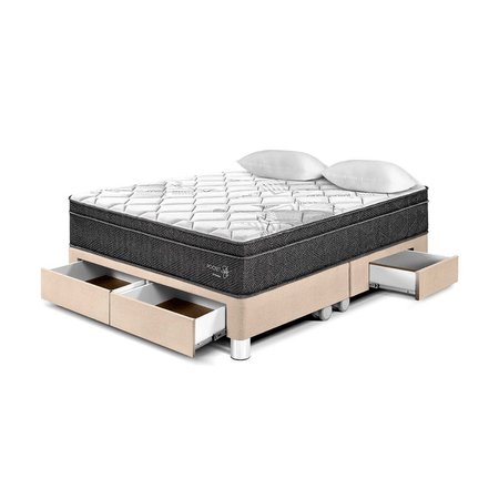 Cama Pocket Star Con Cajones King Champagne Paraiso