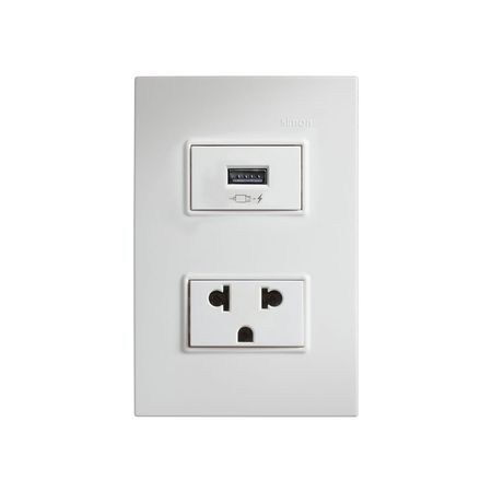 Tomacorriente Universal con Toma USB Simon Modelo S23 Blanco