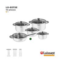 Juego de ollas LUISSANT Acero Inoxidable LU-8272E 10 Piezas