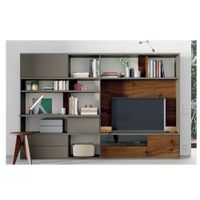 Mesa de TV Moderna con Estanteria  Maverick color Taupe/Dolcetto con cajones TU MESITA
