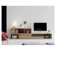 Mesa de TV Clásica Oslo color Garden oak/Taupe 49"" TU MESITA 3 puertas