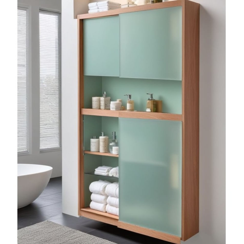 Mueble de Baño Ruben con Puertas de Vidrio Color Sapelli/Agave TU MESITA