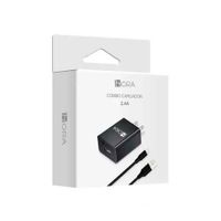 CARGADOR + CABLE 1HORA GAR124 V8 12W NEGRO