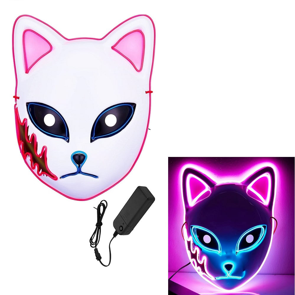 Mascara Gato con Luces para Fiestas Hallowen Rosa