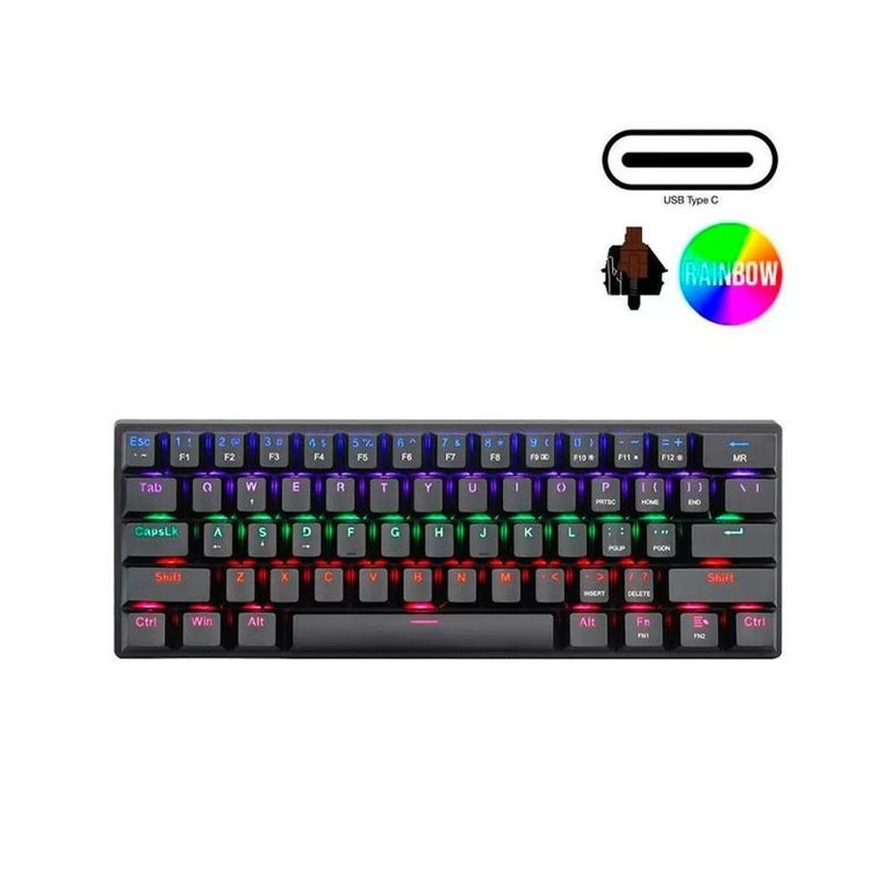 TECLADO T-DAGGER ARENA T-TGK321 RAINBOW NEGRO SBROWN