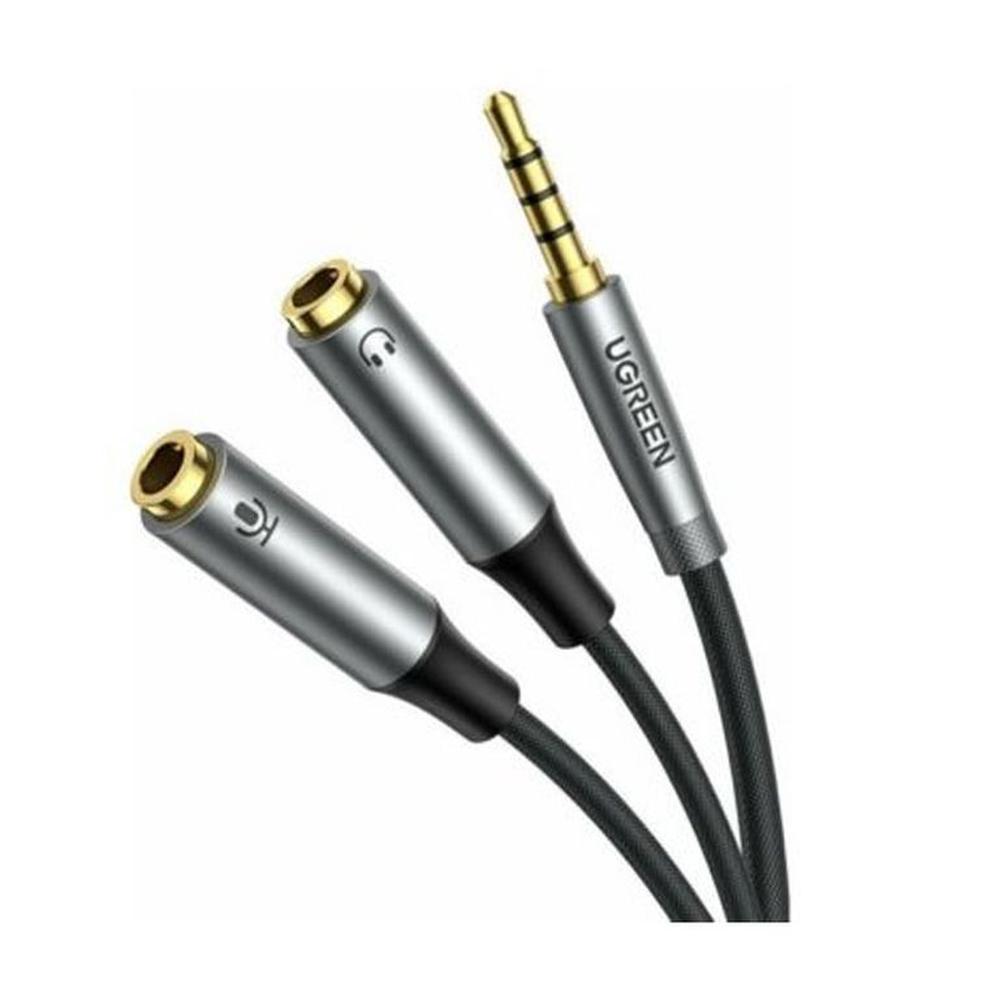 ADAPTADOR UGREEN JACK 3.5MM-M A 2 JACK 3.5MM-F NEGRO (30619)