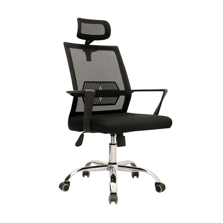 Silla de Oficina Giratoria Lyn Negro con Cabecero