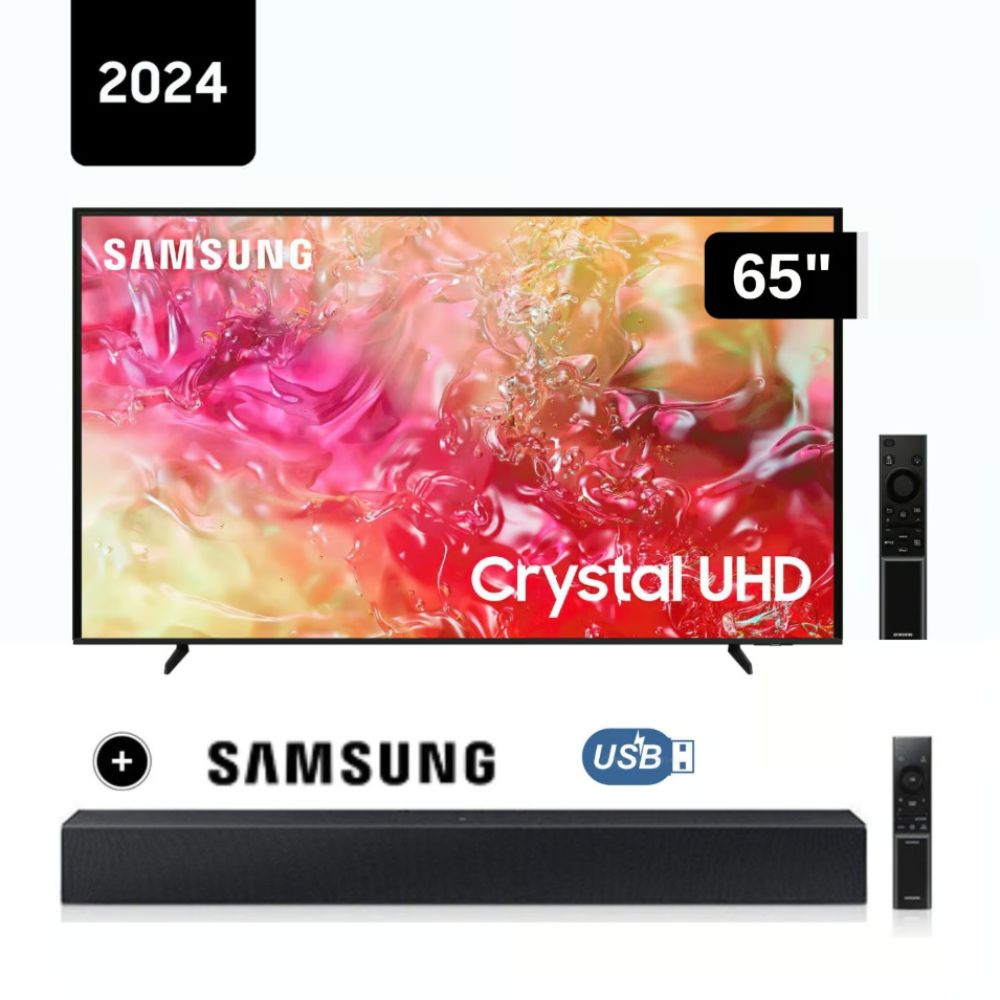 Televisor Samsung 65 Pulg. Crystal Smart TV Tizen UHD 4K UN65DU7000GXPE + Sound Bar HW-C400