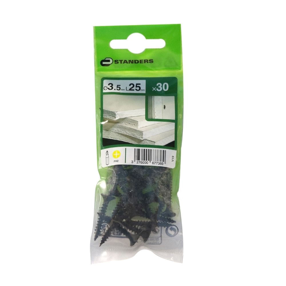 Tornillo para placas de Yeso Avellanada 3.5x25 30 unidades Standers