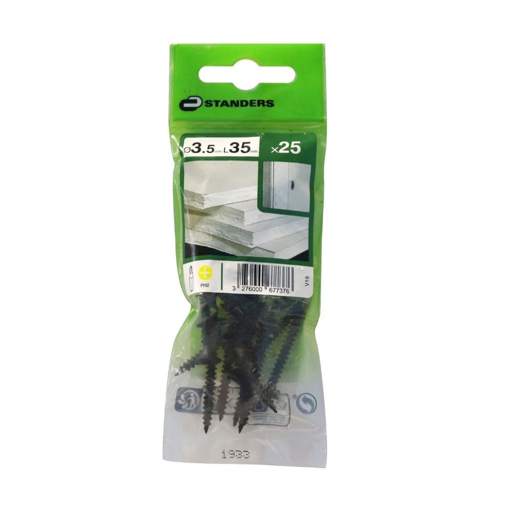 Tornillo para placas de Yeso Avellanada 3.5x35 25 unidades Standers