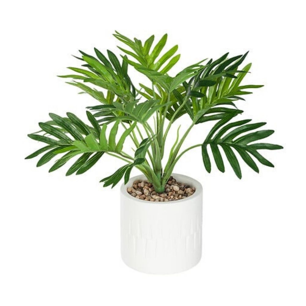 Planta Artificial Palmera Ethnik con maceta cemento Blanco Atmosphera