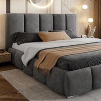 Cama Box Tarima + Cabecera Liza Gris  King Decora
