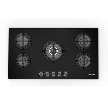Cocina Empotrable Mabe PM8655GV0 Negro con 5 Quemadores de Hierro Fundido