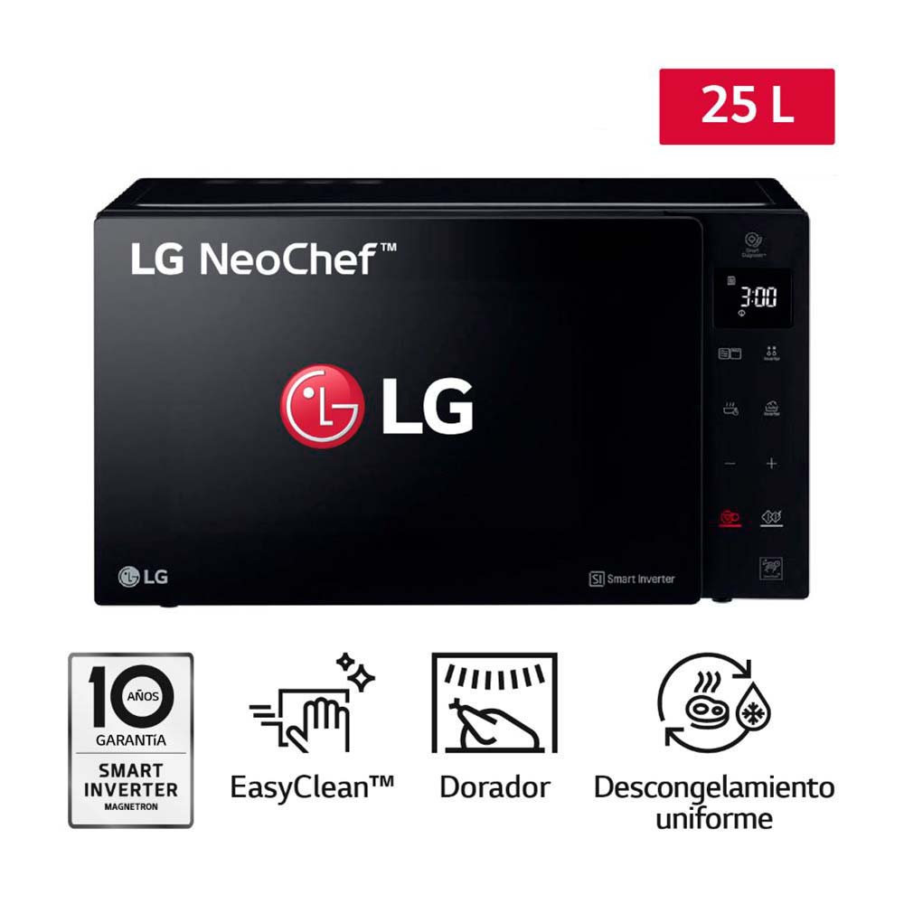 Horno Microondas LG EasyClean MH6536GIS 25L Negro