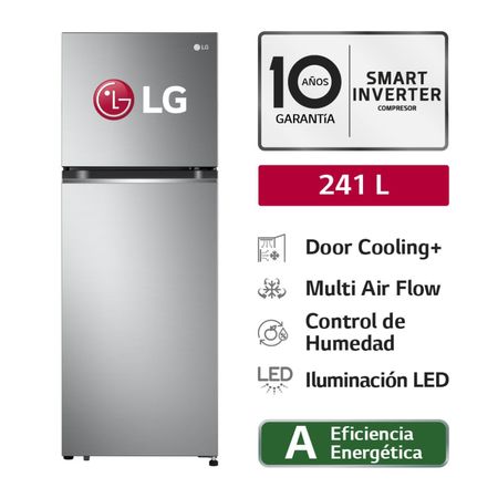 Refrigeradora LG Top Mount GT24BPP Plateado 241L con Compresor Smart Inverter