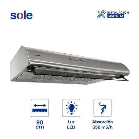 Campana Convencional 90cm Sole Atenea Acero Inoxidable TURE24CO