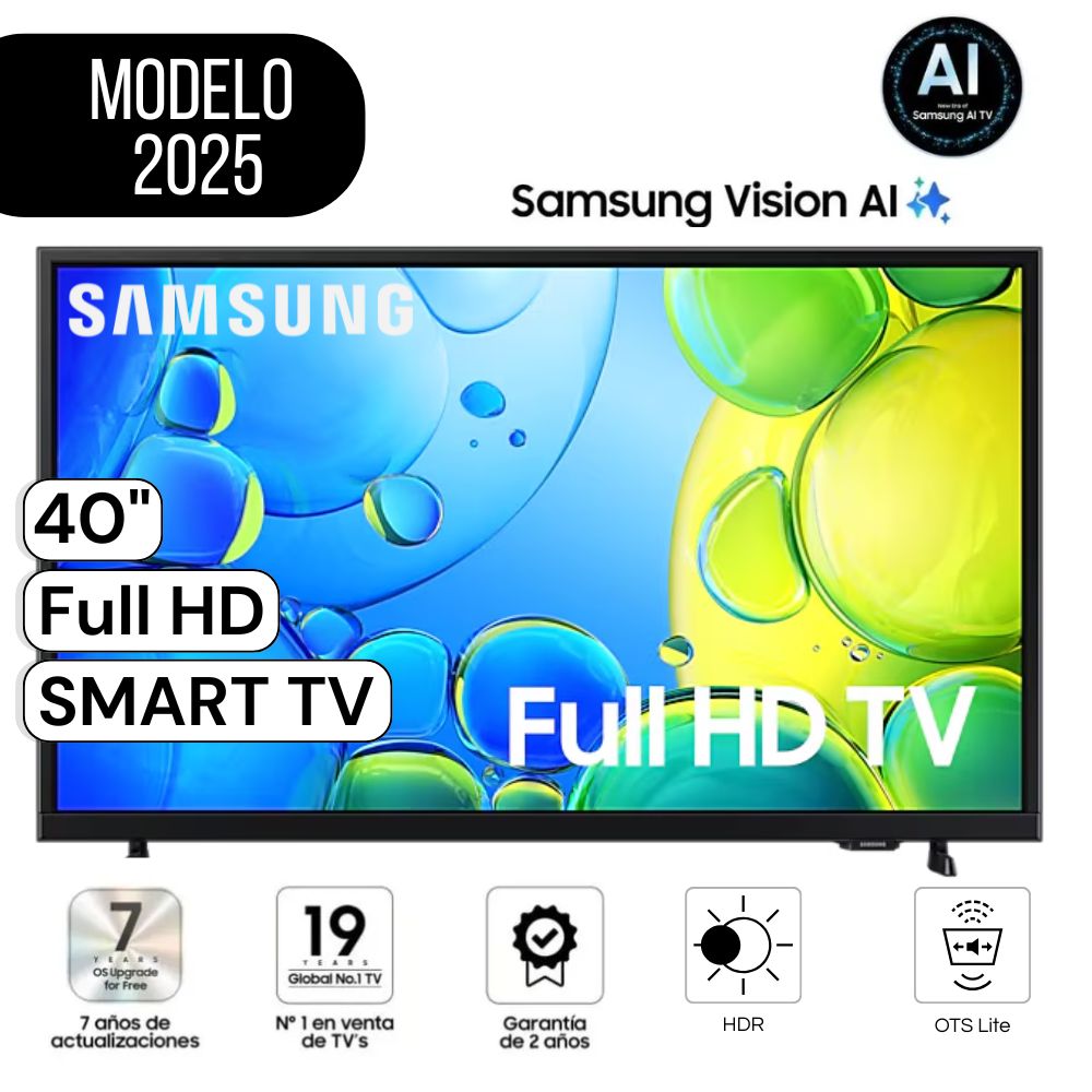 Televisor Samsung 40"" Pulg. Full HD UN40F6000FGXPE Smart TV Modelo 2025 - Negro