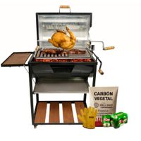 Parrilla Levadiza Cilíndrica con Tapa 2 en 1 Guantes carbón cerveza