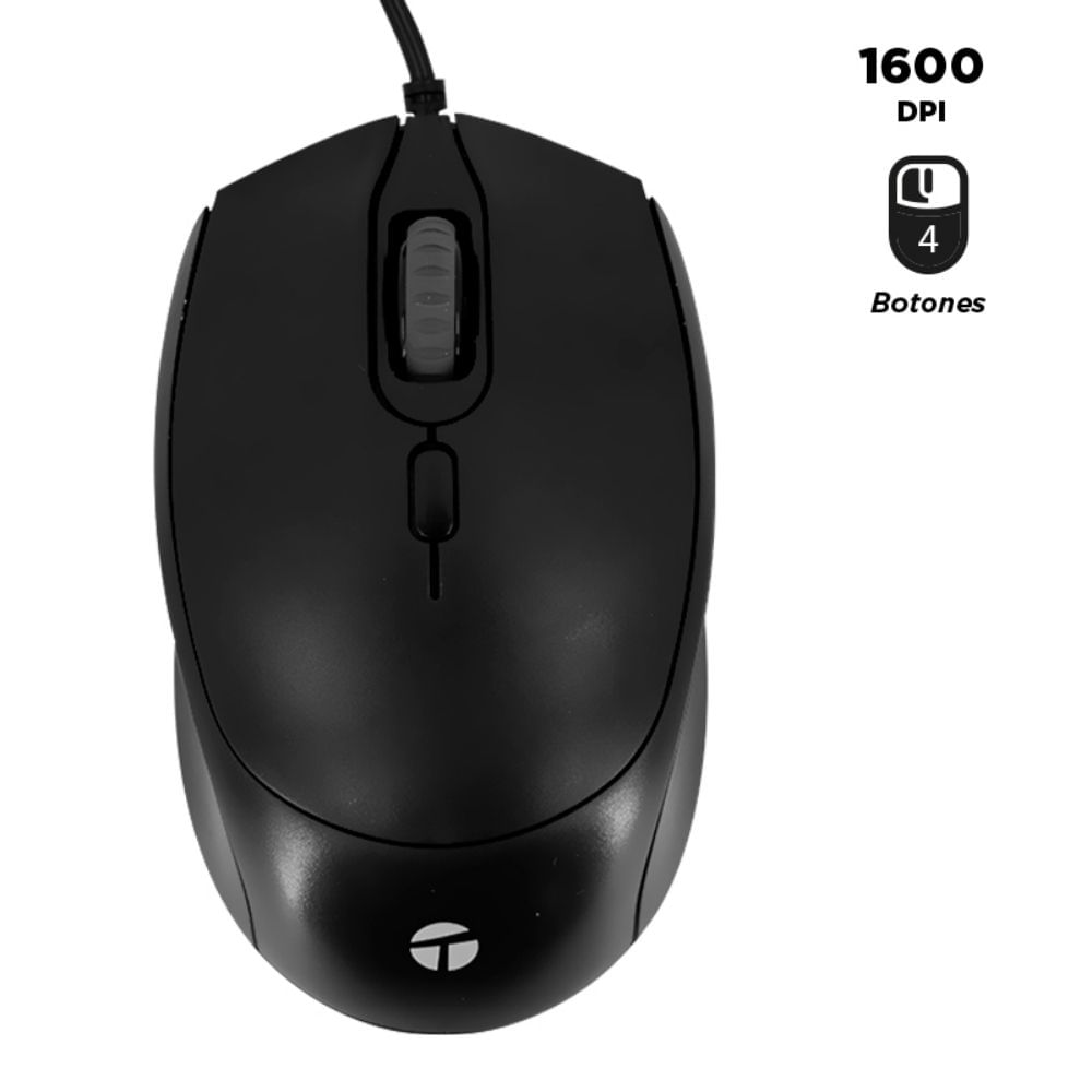 Mouse óptico USB 1600 DPI 4 Botones TE-1222S - Teros
