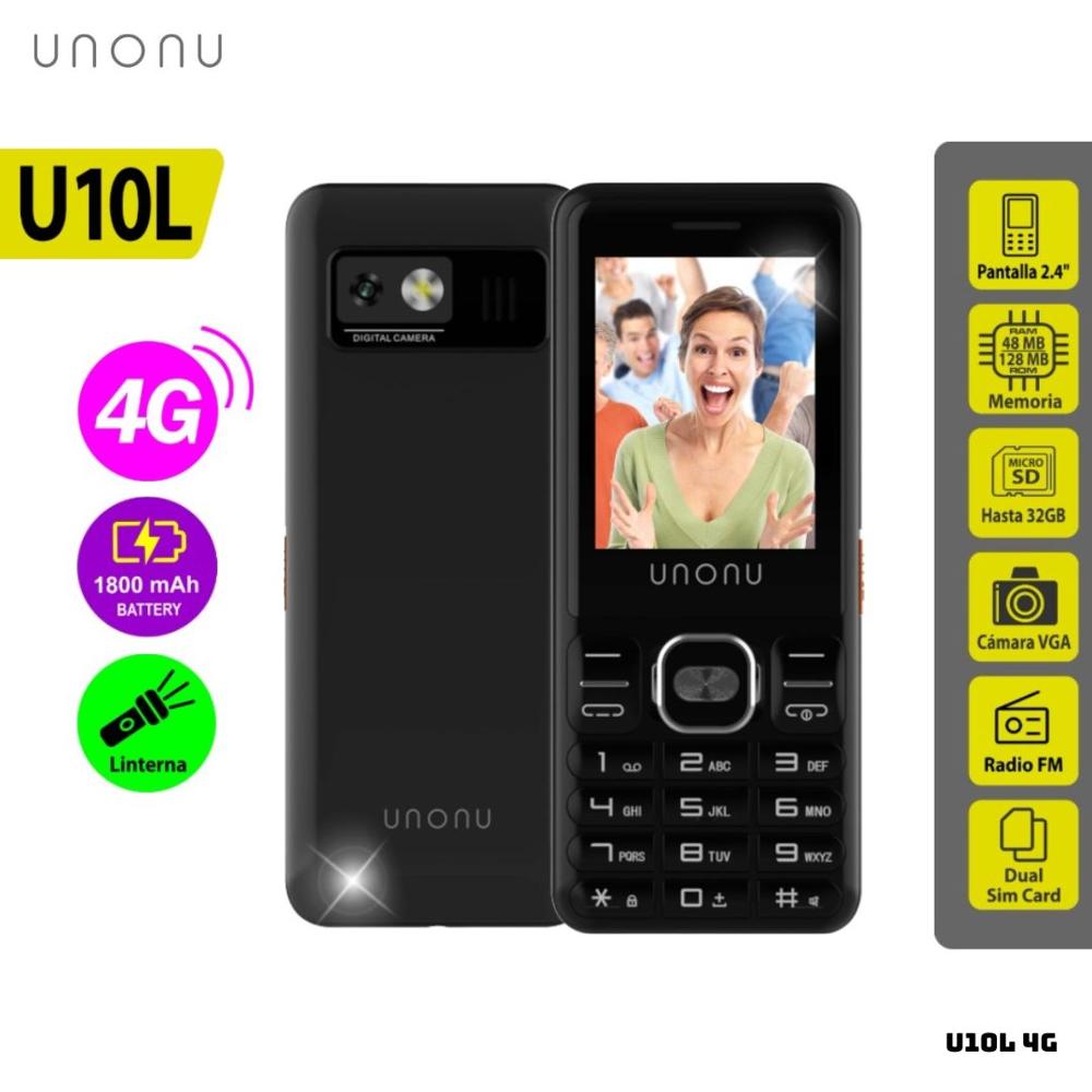 CELULAR BASICO UNONU U10L 4G DUAL SIM NEGRO