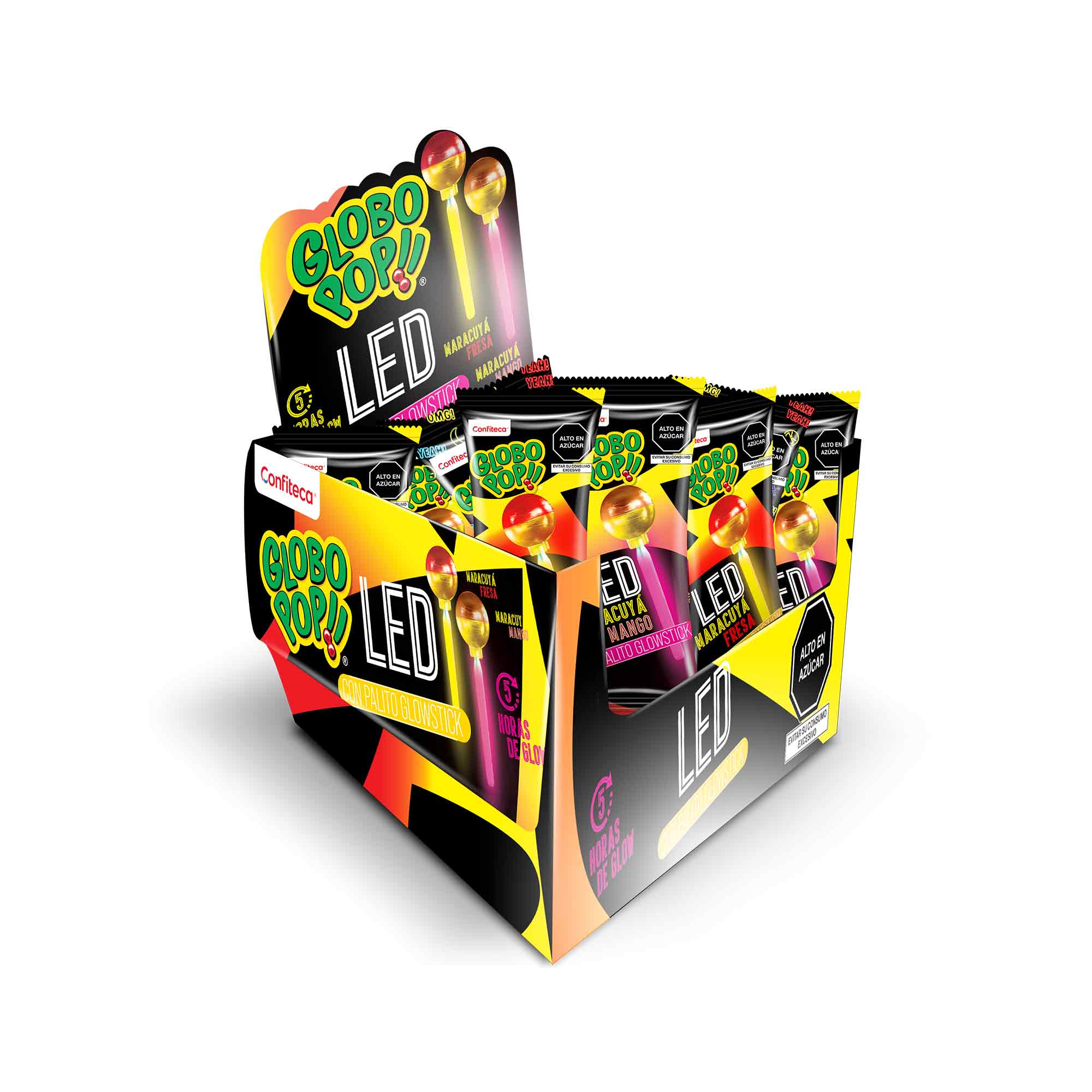 Chupetines GLOBO POP Led Mix Maracuyá Display 20un