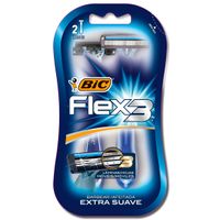 Máquina de Afeitar Desechable BIC Flex 3 Hojas Paquete 2un
