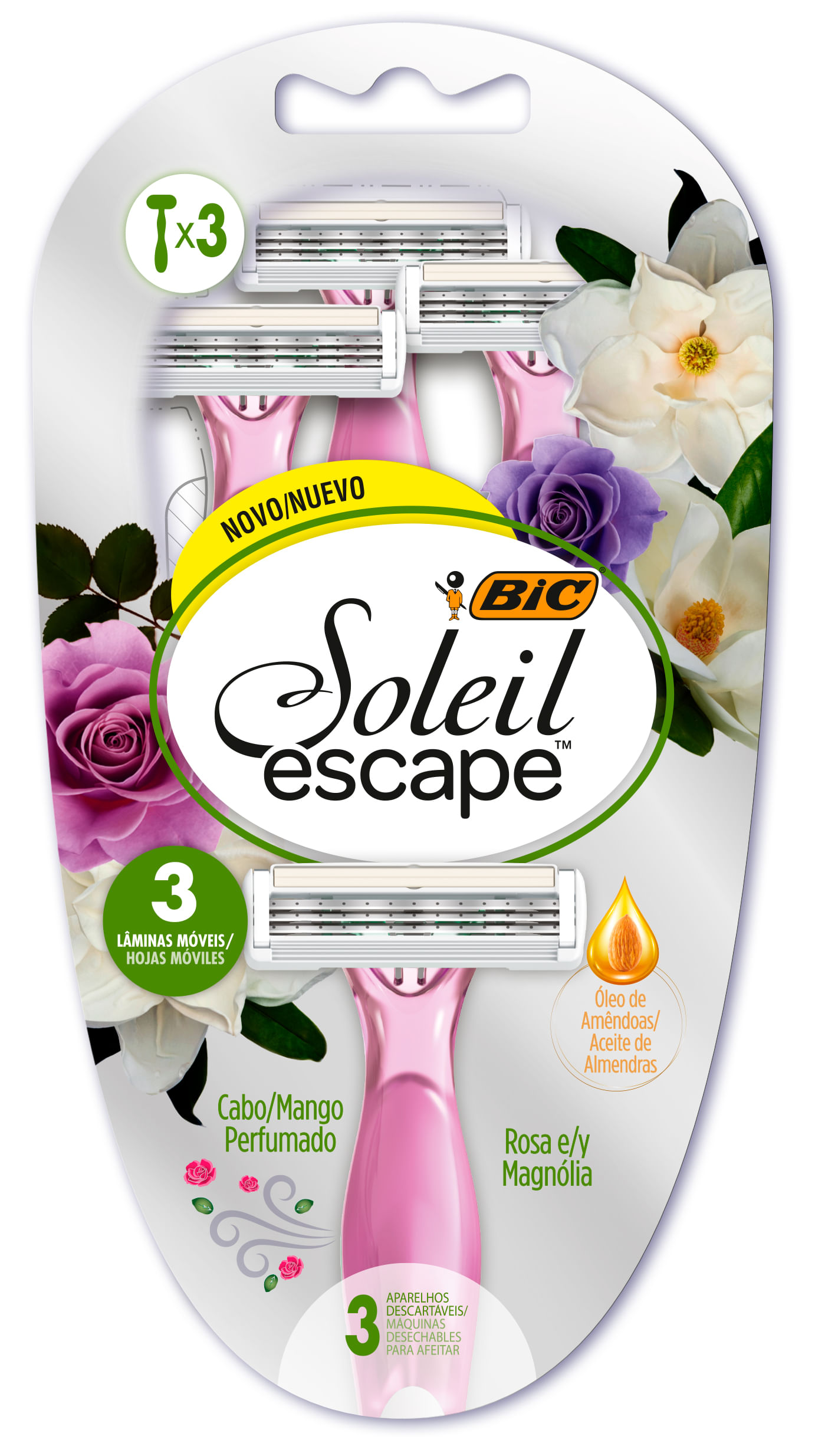 Máquina de Afeitar Desechable BIC 3 Hojas Soleil Escape Paquete 3un