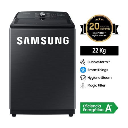 Lavadora Samsung Bubble Storm WA22A8377GV/PE 22 Kg Negro