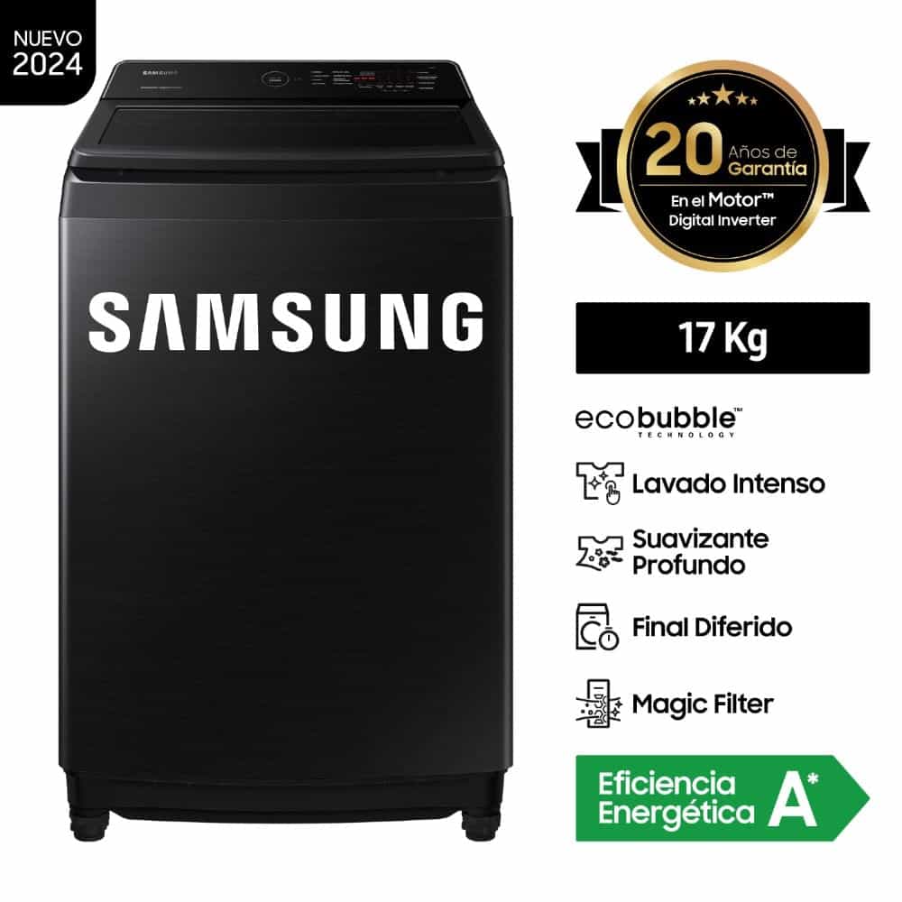 LAVADORA AUTOMATICA SAMSUNG WA17CG6441BVPE 17KG NEGRA