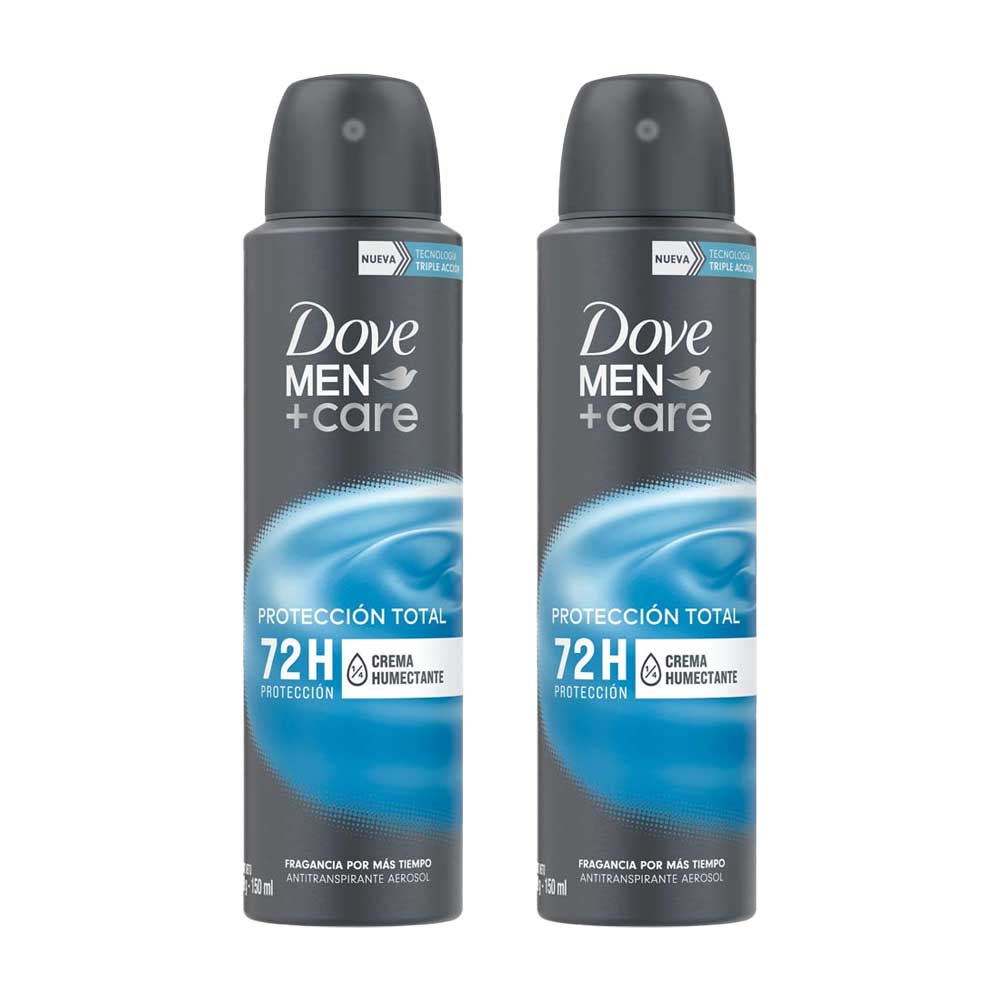 Pack Desodorante para Hombre en Aerosol DOVE Men Protección Total Frasco 150ml Paquete 2un