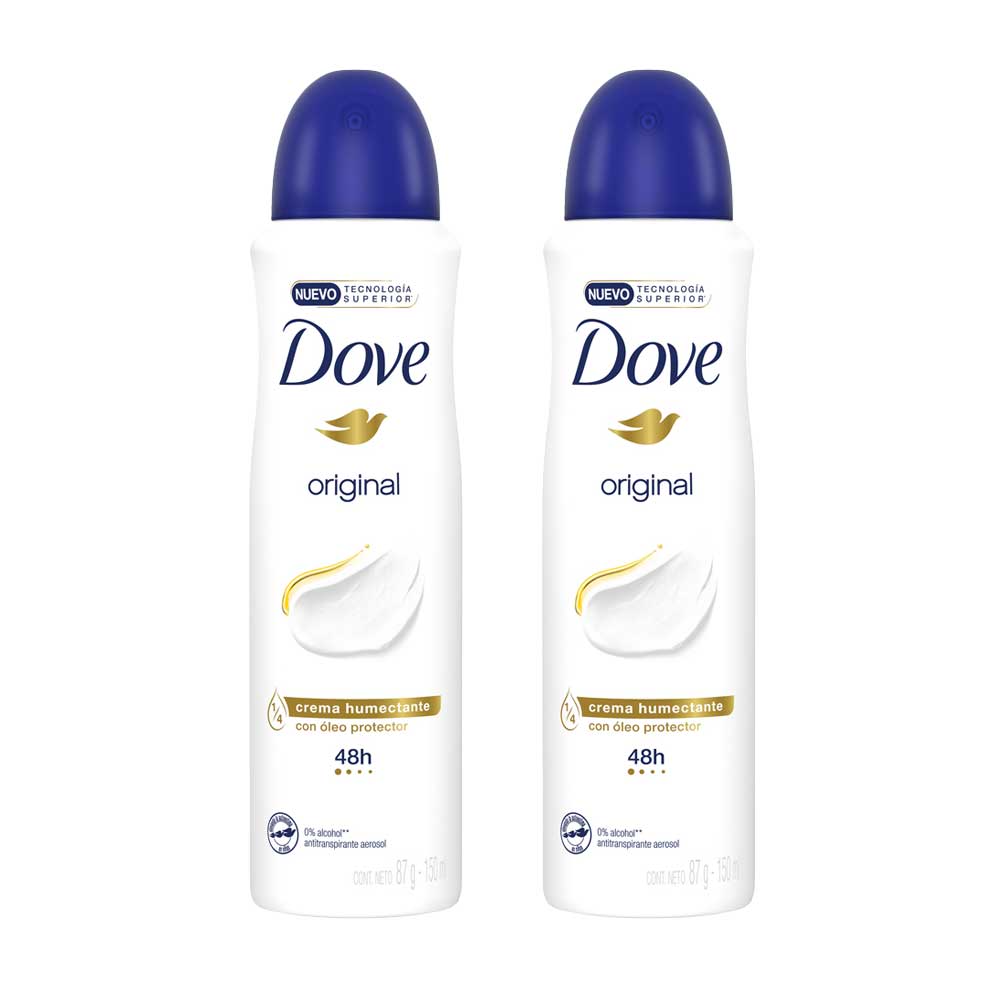 Pack Desodorante para Mujer en Aerosol DOVE Original Frasco 150ml Paquete 2un