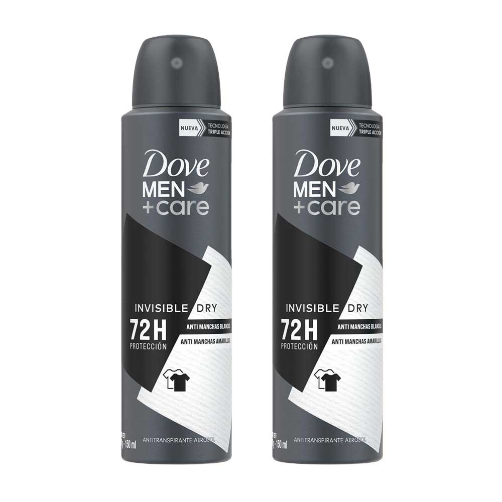 Pack Desodorante para Hombre en Aerosol DOVE Men Invisible Dry Frasco 150ml Paquete 2un