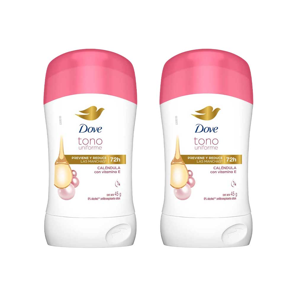 Pack Desodorante para Mujer Antitranspirante Stick DOVE Caléndula Frasco 45g Paquete 2un