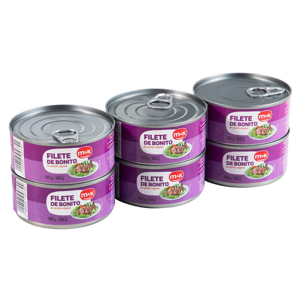 Filete Bonito M&K Paquete 6un Lata 170g