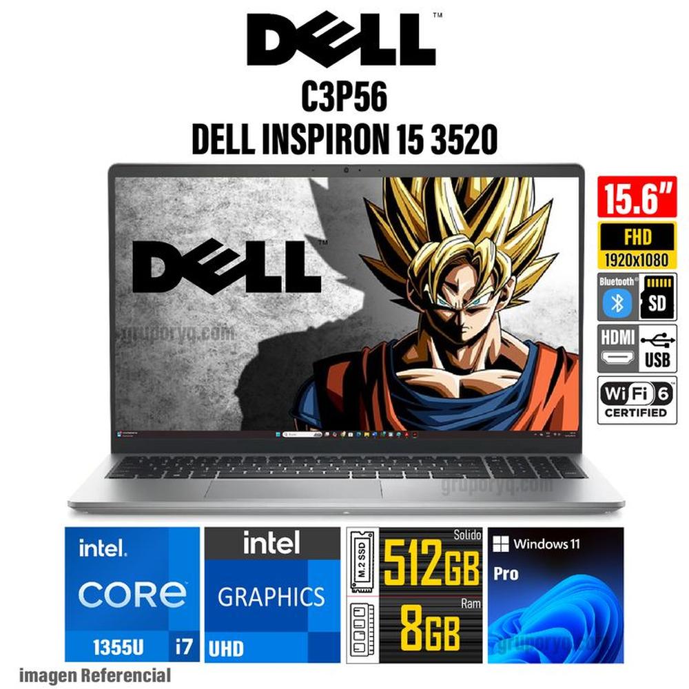 Laptop DELL INSPIRON 15 3520 Intel Core i7-1255U RAM 8GB SSD 512GB Pantalla 15.6"" FHD