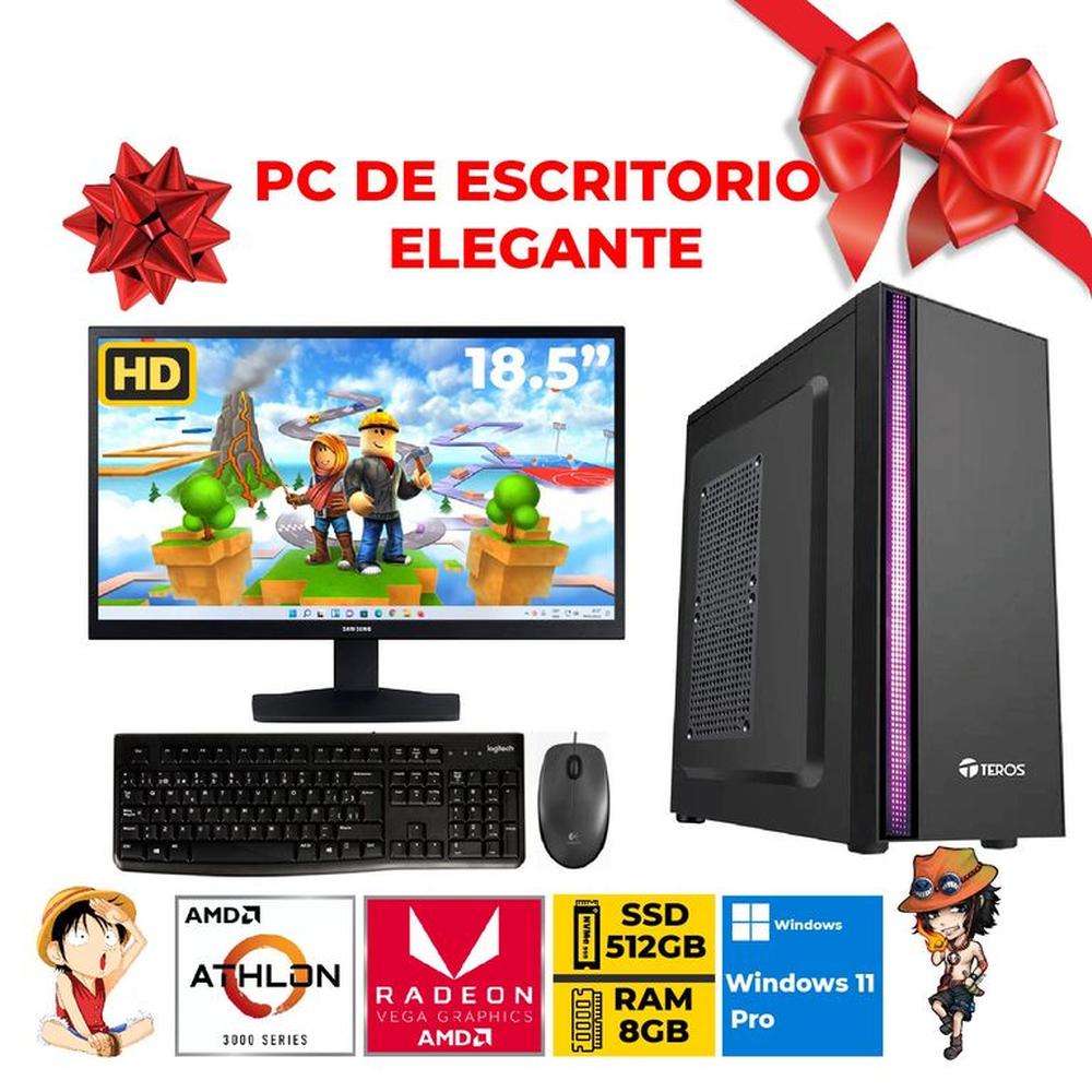PC Escritorio AMD ATHLON RAM 8GB SSD 512GB PANTALLA 18.5"" HD WINDOWS 11Pro