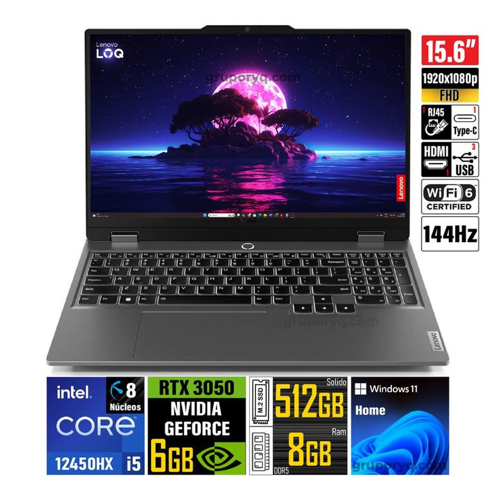 Laptop LENOVO LOQ 15IAX9 Intel Core i5-12450HX 15.6"" FHD IPS 144Hz 8GB 512GB RTX 3050 6GB 83GS000BLM