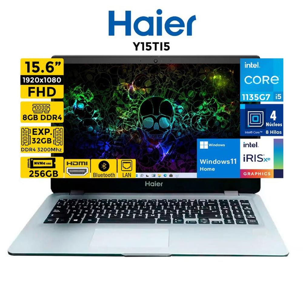 Laptop HAIER Intel Core i5-1135G7 Pantalla 15.6"" FHD RAM 8GB SSD 256 Windows11 Home