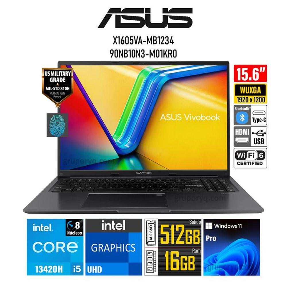 Laptop ASUS VivoBook X1605VA-MB1234 Intel Core i5-13420H RAM 16GB SSD 512GB Pantalla 156 WUXGA