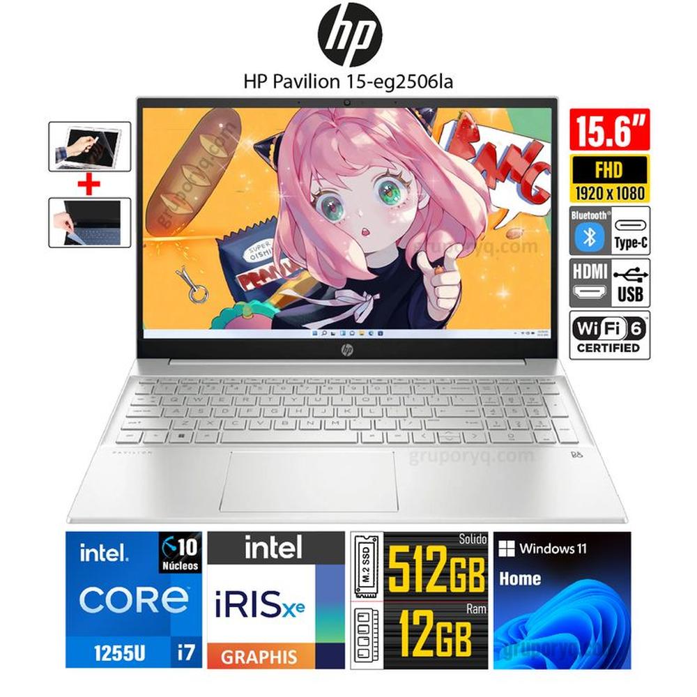 Laptop HP Pavilion 15-EG2506LA Intel Core i7-1255U RAM 12GB SSD 512GB Pantalla 156 FHD - 91S39LA