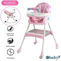 Silla de Comer Asiento Reclinable  DALI Fucsia con Ruedas