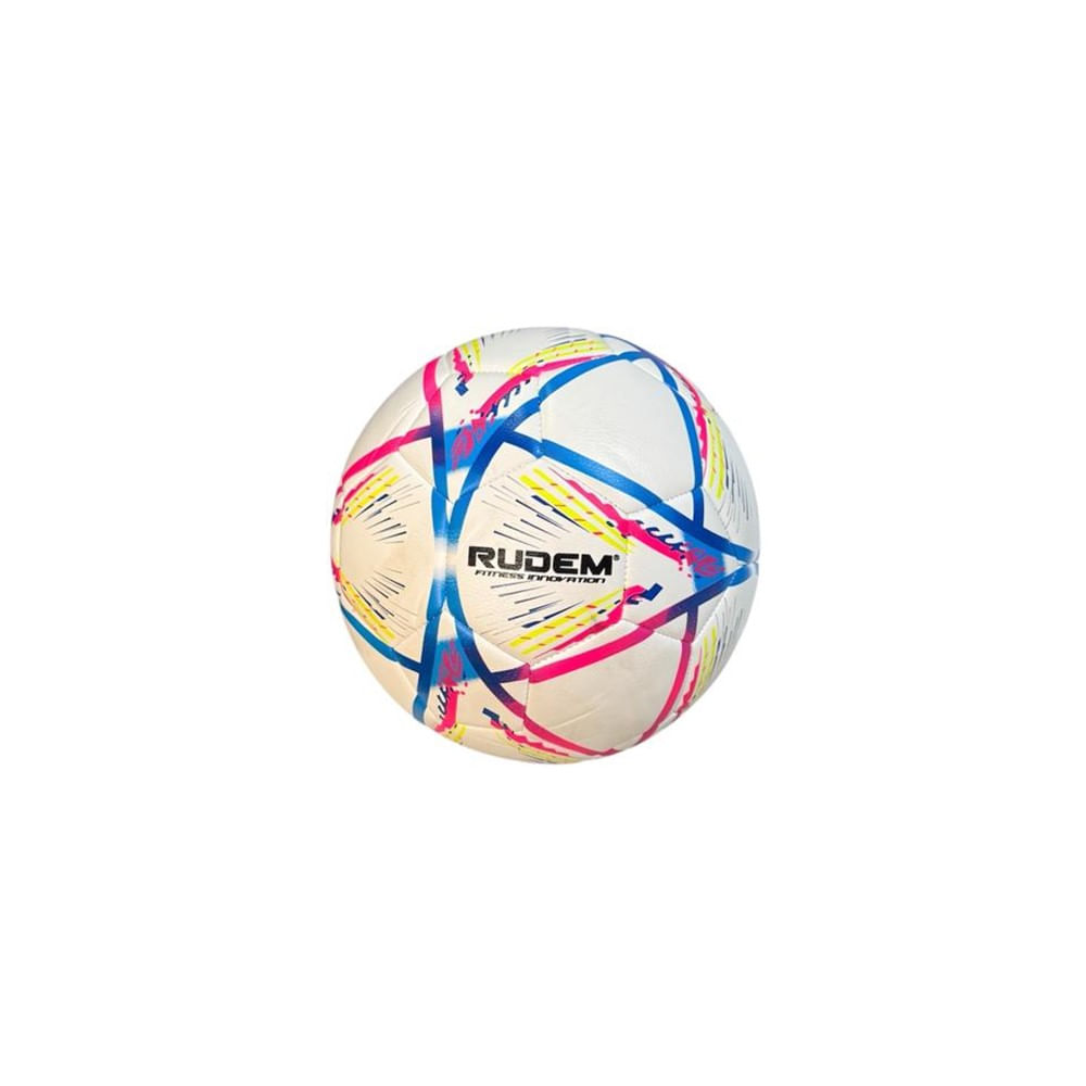 Pelota de Fútbol Rudem Cuero Pvc Foam 3.5 mm - blanca con fucsia