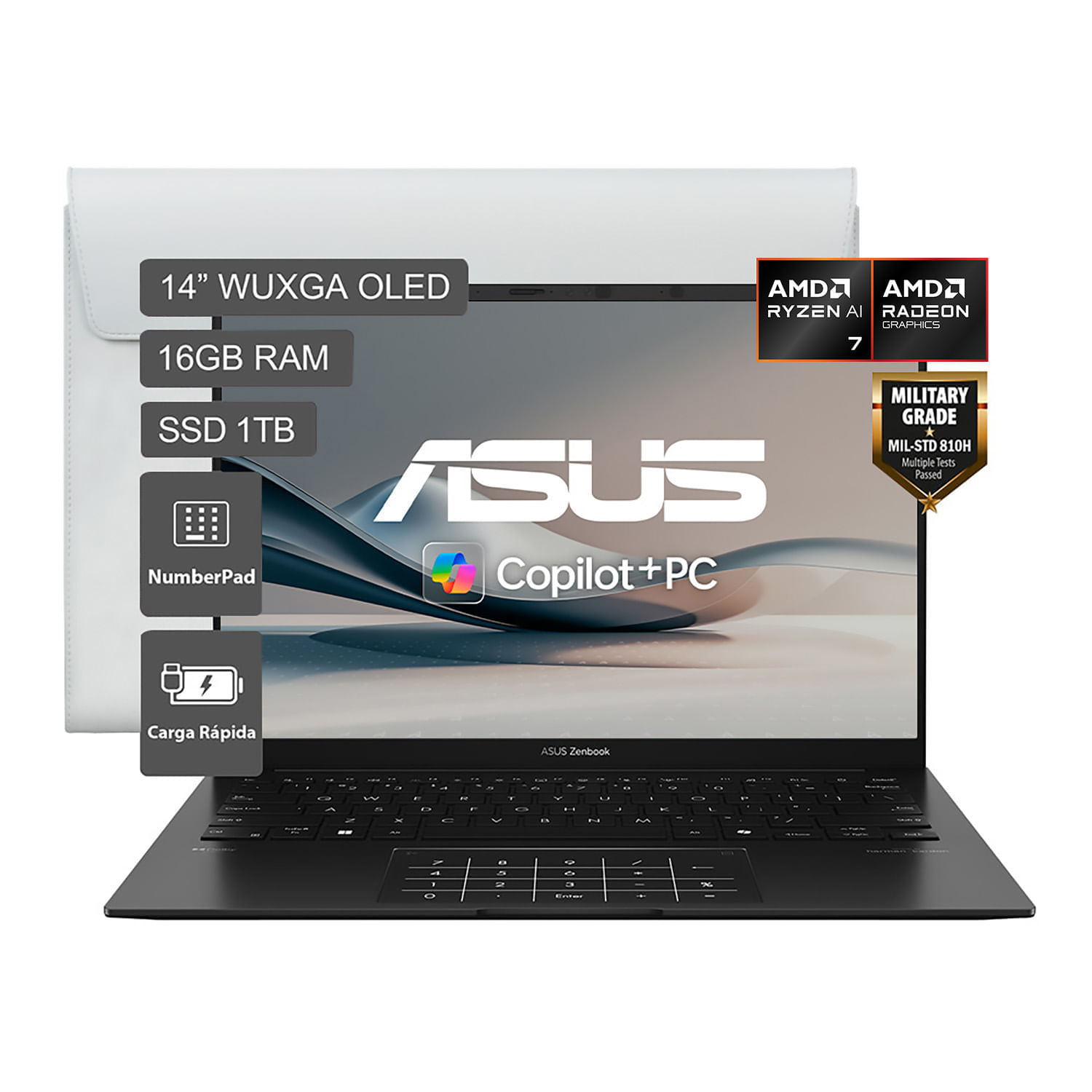 Laptop ASUS Zenbook 14 OLED AMD Ryzen™ AI 7 350 14"" 16GB RAM 1TB SSD 1TB SSD Negro