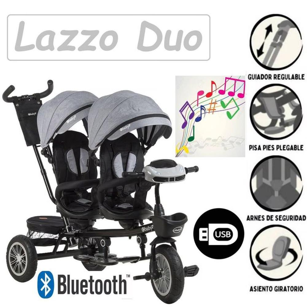 Ebaby Triciclo Mellicero Lazzo Duo  EB302 Gris