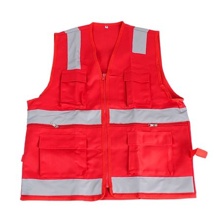 Chaleco Multibolsillo XL Werken Rojo en Drill con Cinta Reflectiva